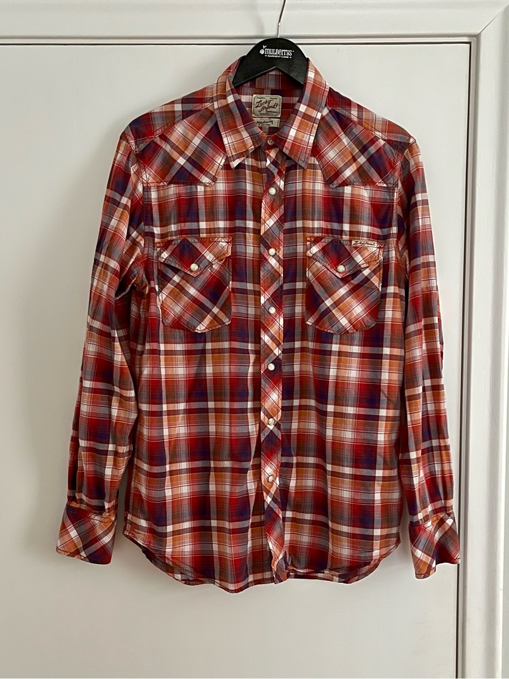 Vintage Lucky Brand plaid Western shirt with pearl snaps Men’s M